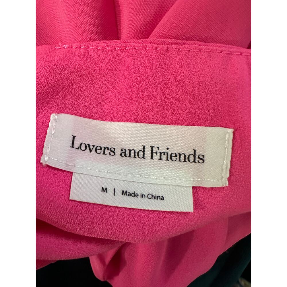 LOVERS + FRIENDS Revolve Teddy Mini Dress Bright Pink Barbie- Sz Medium - Picture 6 of 6